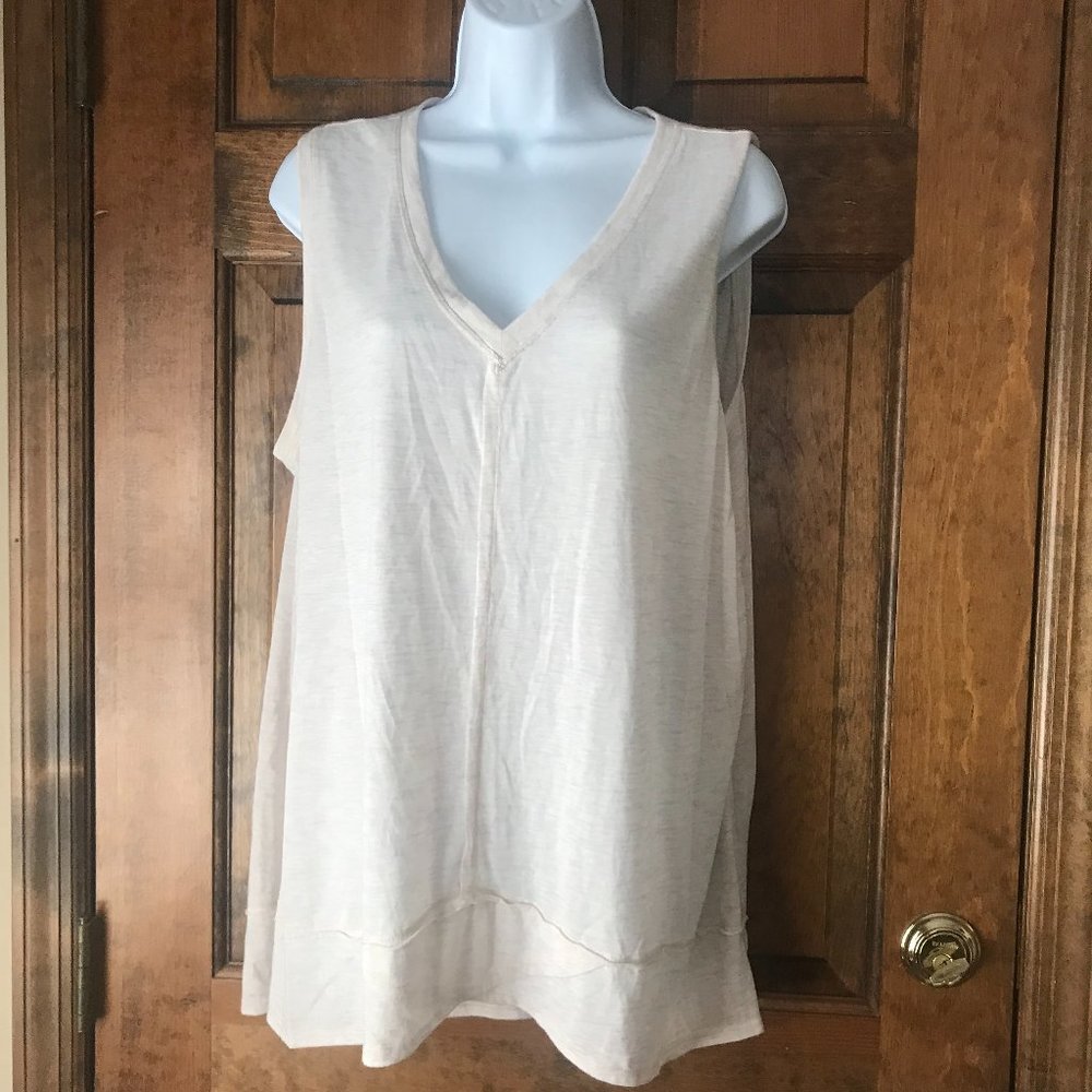 Style & Co Beige Tunic Style V-Neck Tank XX-Large